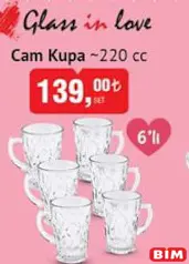GLASS İN LOVE CAM KUPA 6'LI 220 CC